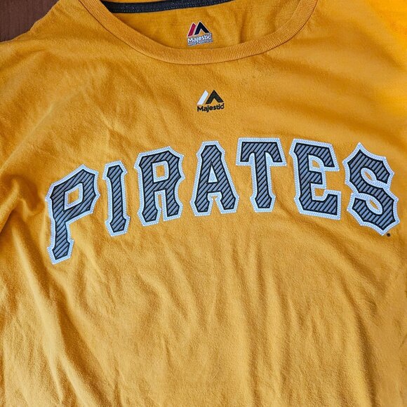 Majestic Pirates Polanco #25 T-Shirt Men 2XL 100% Cotton Yellow Fan Shirt - Picture 2 of 6